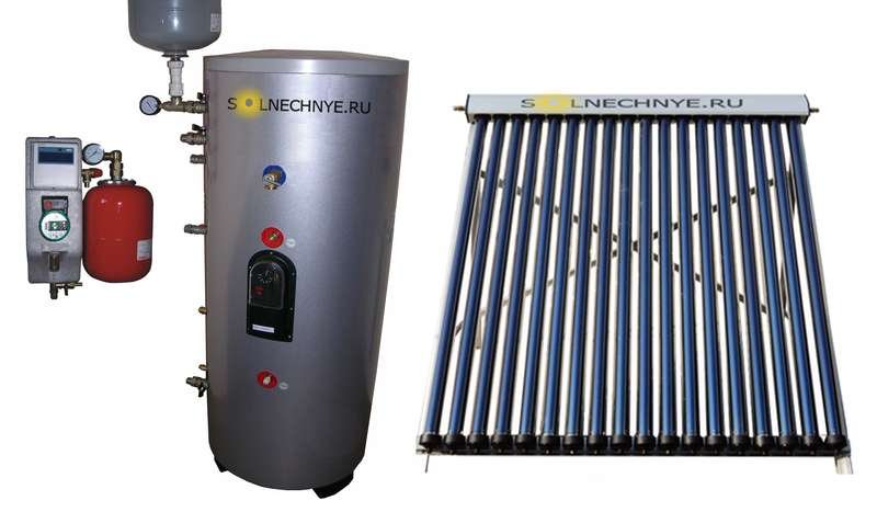 Система солнечного горячего водоснабжения с баком 200 литров с двумя теплообменниками, 24 вакуумные трубки, модель SH-200-24-2